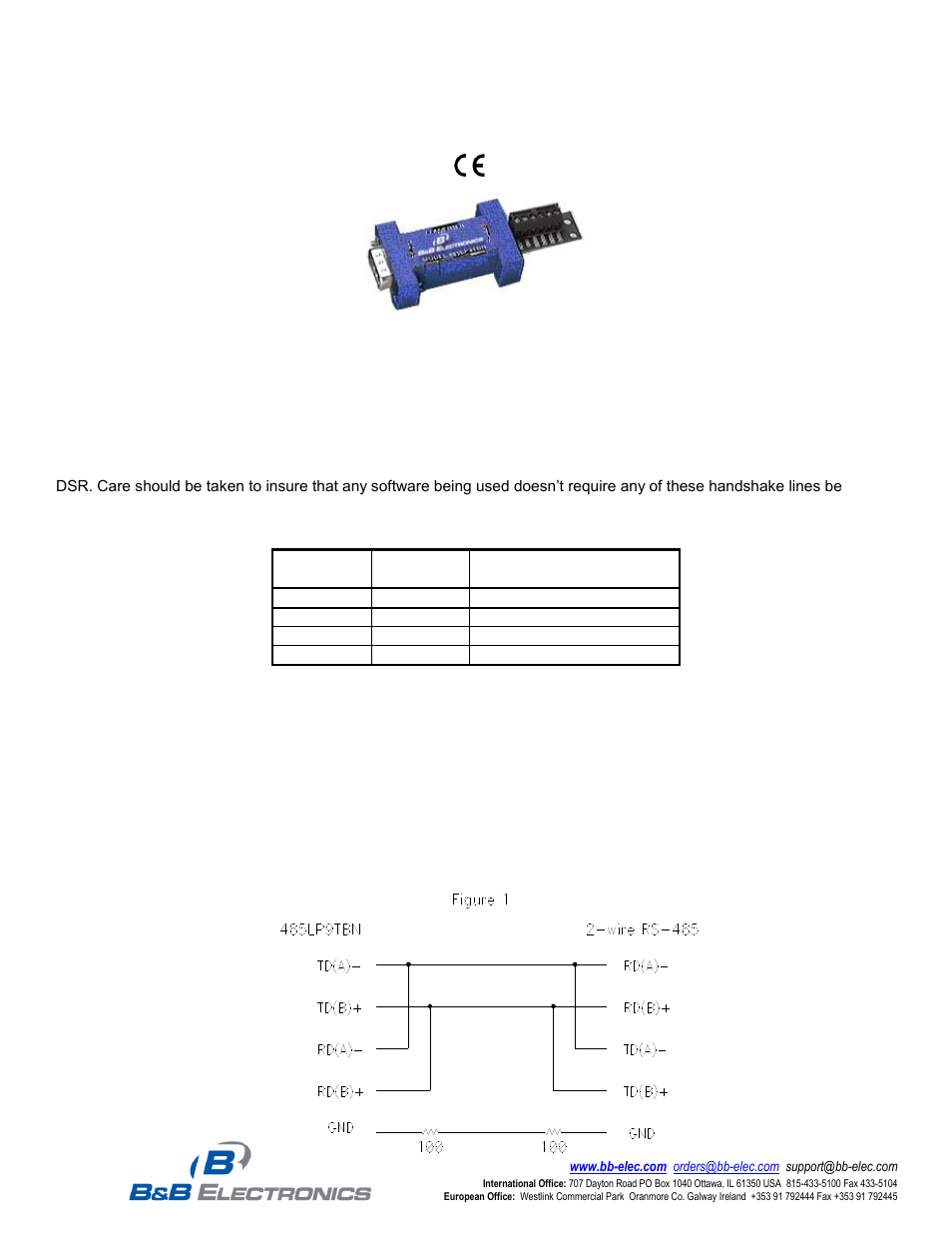 B&B Electronics 485LP9TBN - Datasheet User Manual | 2 pages