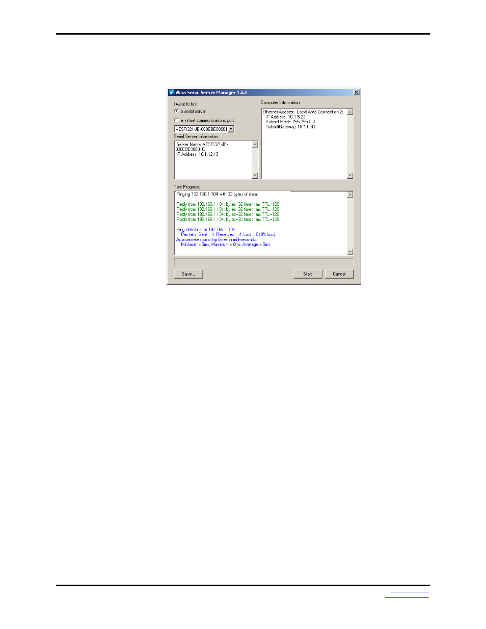 Testing a virtual com port | B&B Electronics VESR321_ML_SL - Manual User Manual | Page 31 / 43