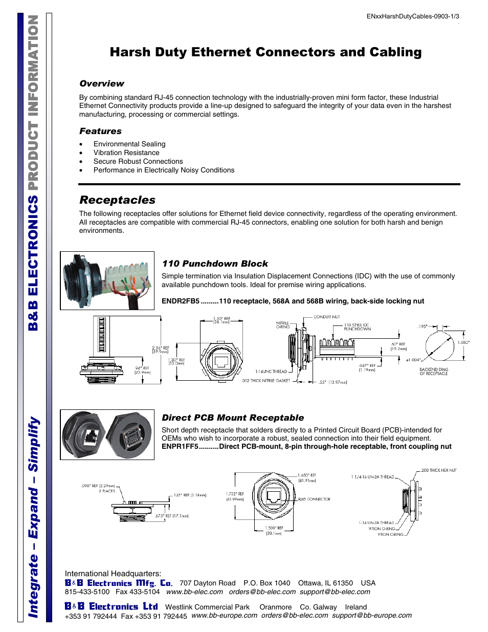 B&B Electronics ENSAM315 - Datasheet User Manual | 3 pages