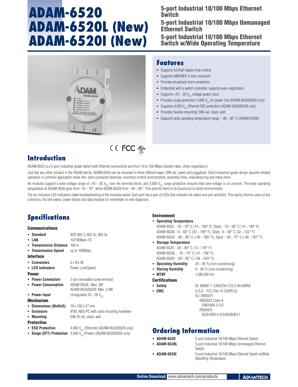 B&B Electronics ADAM-6520_I_L - Datasheet User Manual | 1 page