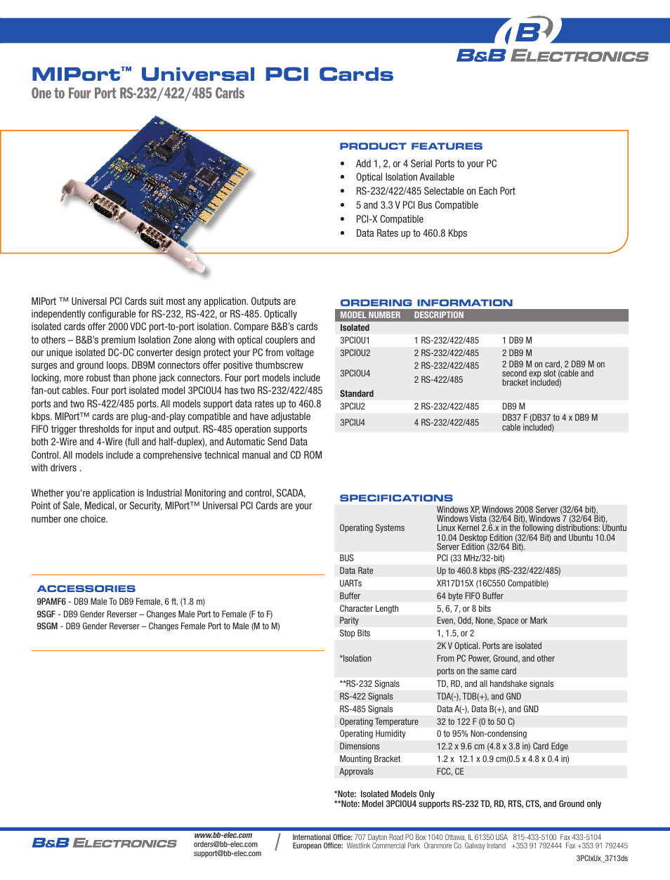 B&B Electronics 3PCIU4 - Datasheet User Manual | 1 page