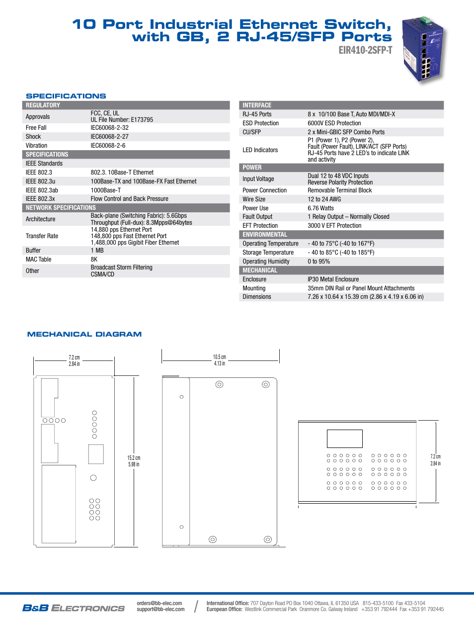 Eir410-2sfp-t | B&B Electronics EIR410-2SFP-T - Datasheet User Manual | Page 2 / 2