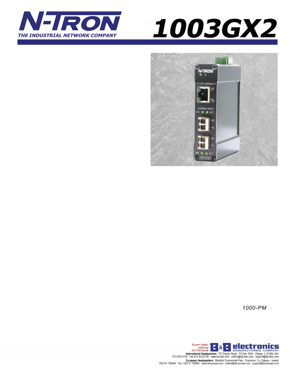 B&B Electronics 1003GX2-SX - Datasheet User Manual | 3 pages