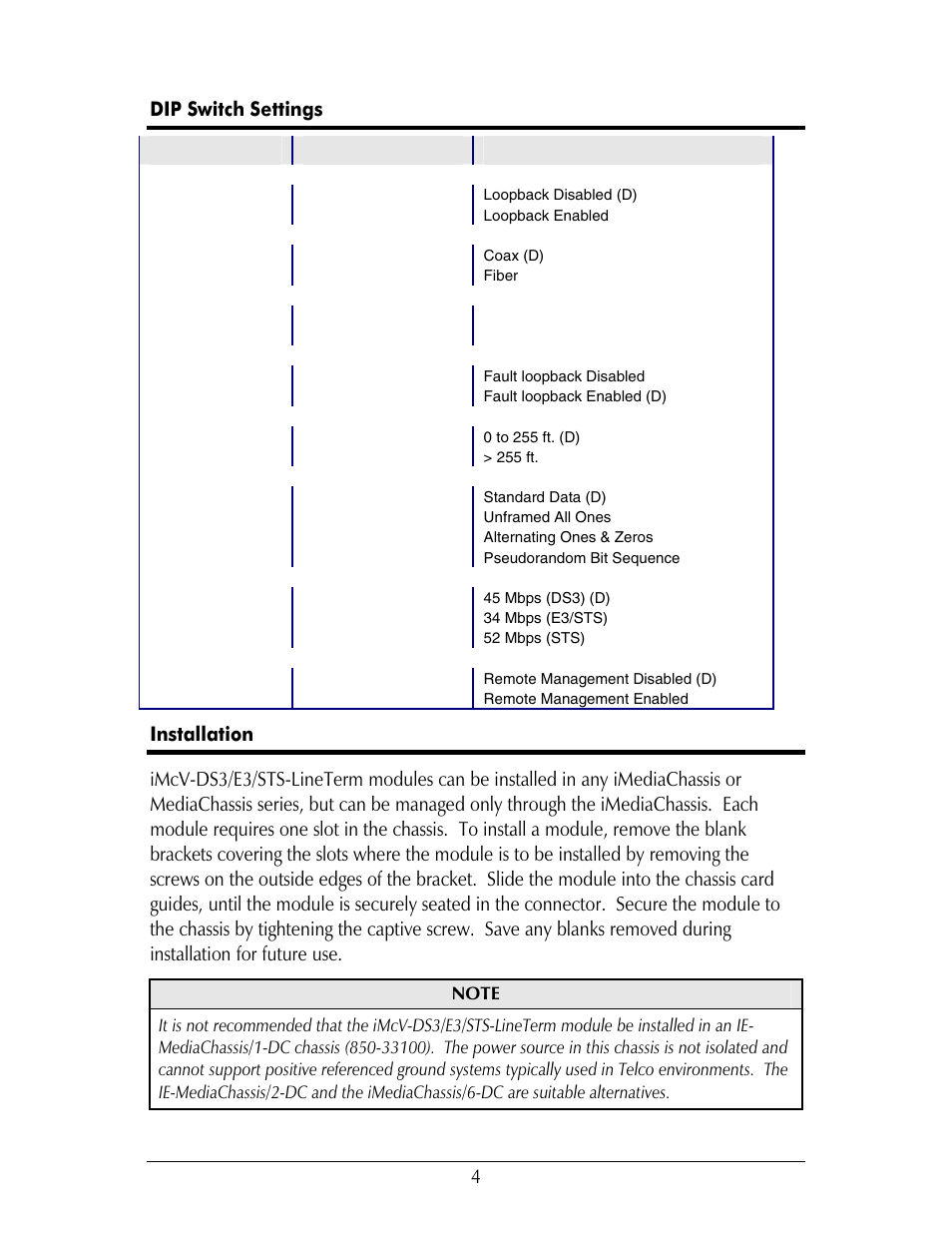 4 dip switch settings | B&B Electronics 850-14400--15 - Manual User Manual | Page 7 / 20