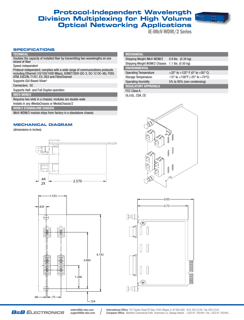 Ie-imcv-wdm/2 series | B&B Electronics 849-14100 - Datasheet User Manual | Page 2 / 2