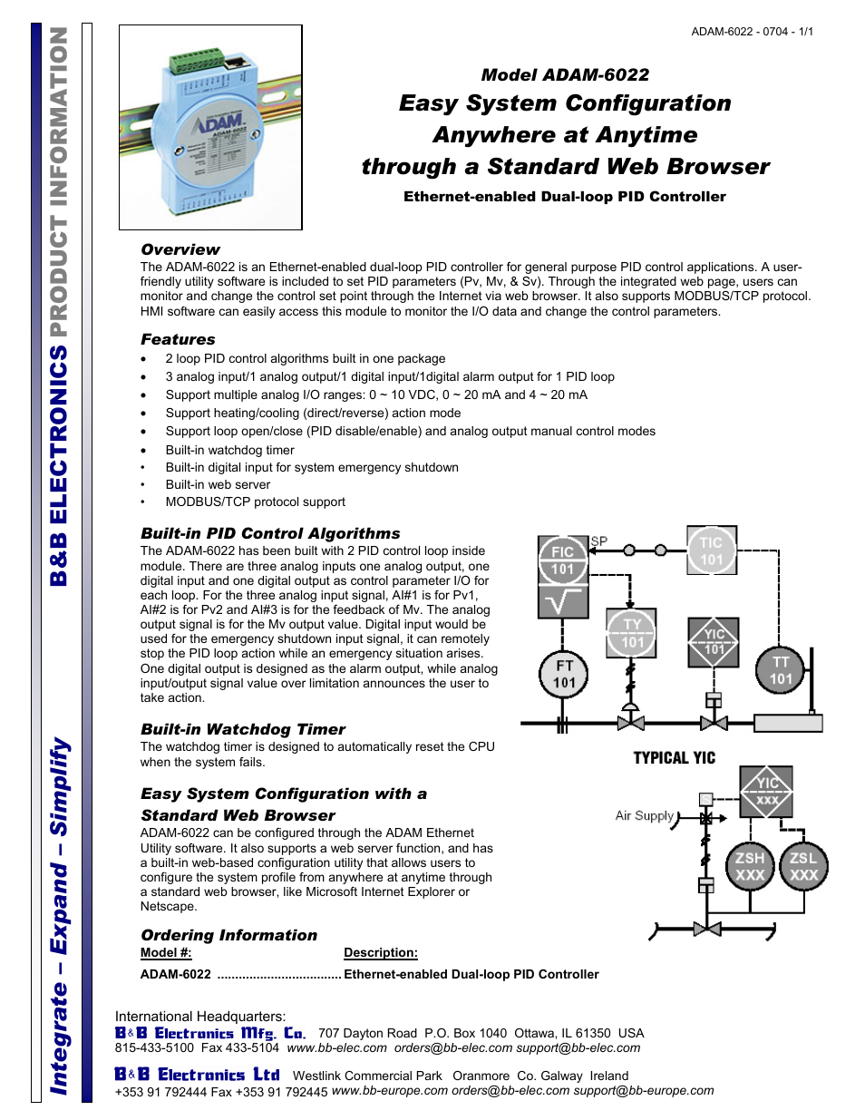 B&B Electronics ADAM-6022 - Datasheet User Manual | 1 page