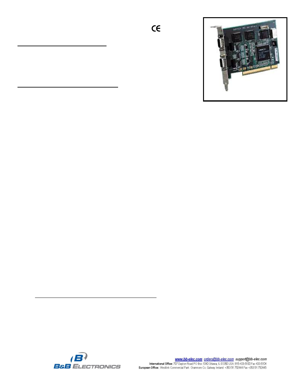 B&B Electronics DSC-200_300 - Datasheet User Manual | 3 pages