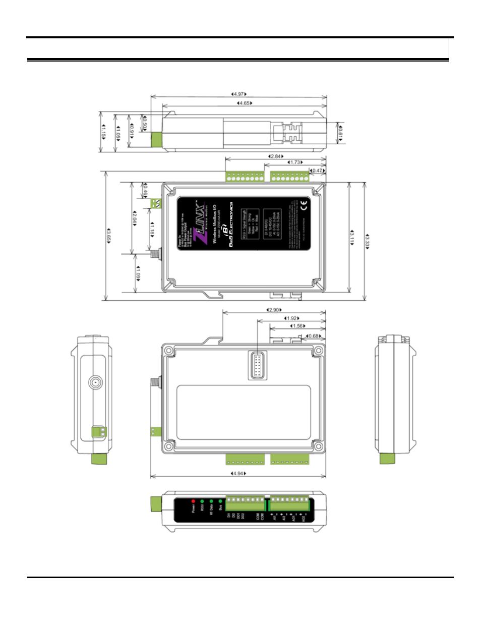 Appendix c: dimensional diagrams | B&B Electronics ZZ24D-NA(NB,NC,ND)-SR - Manual User Manual | Page 80 / 102