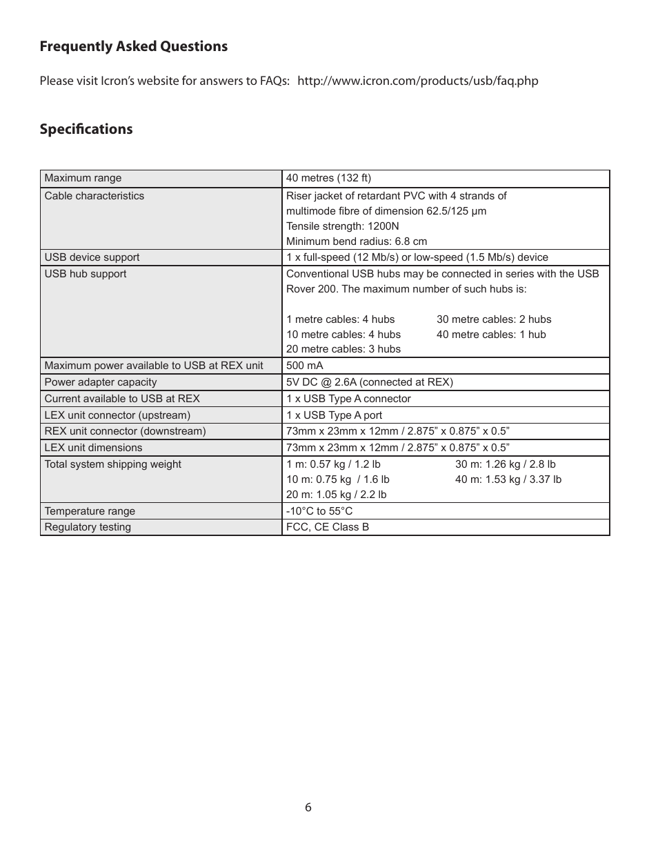 Frequently asked questions, Specifications | B&B Electronics 00-00169_170_174_194 - Manual User Manual | Page 7 / 12