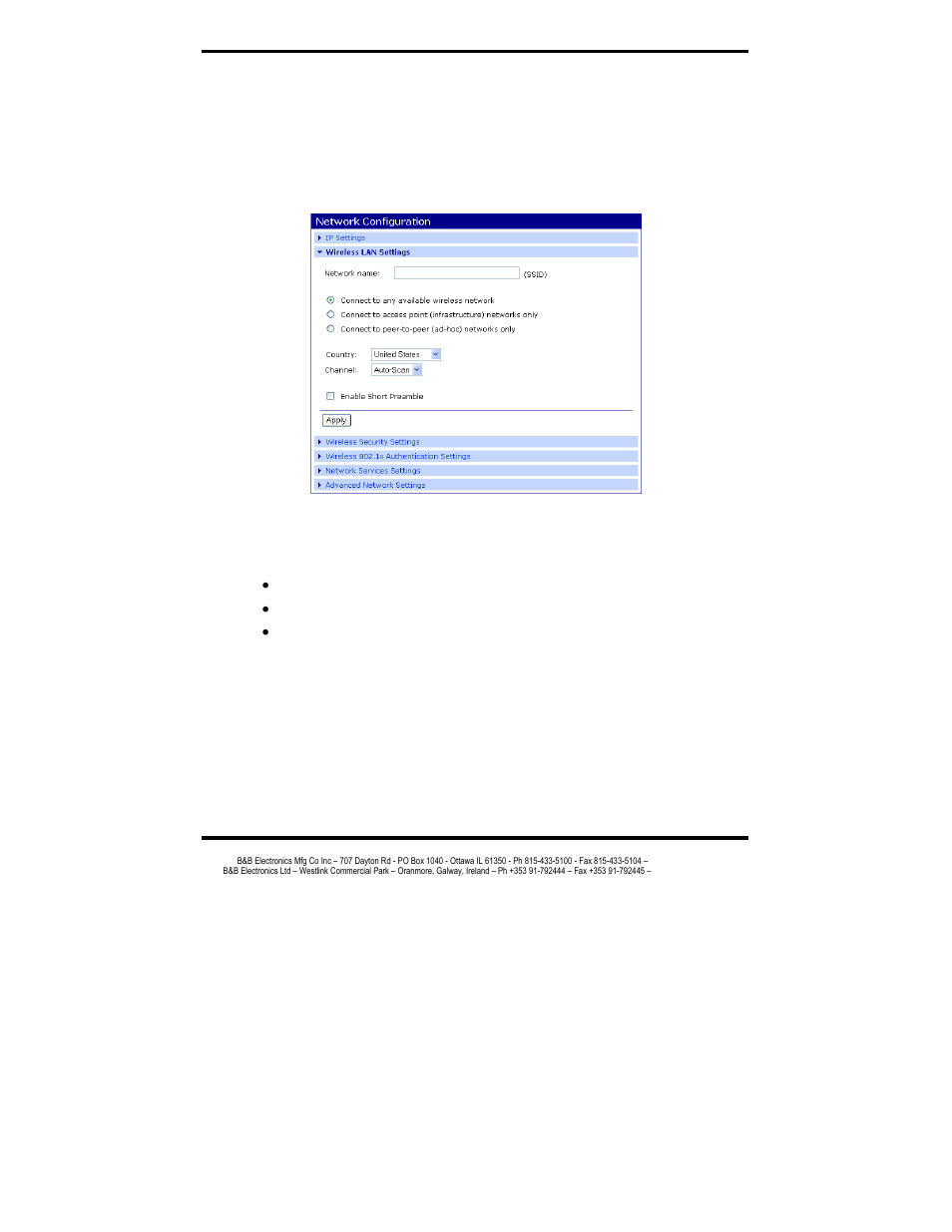 Wireless lan settings | B&B Electronics ESR901WB - Manual User Manual | Page 28 / 60