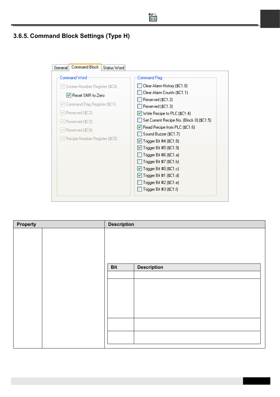 Command block settings (type h), Pm designer operation manual | B&B Electronics WOP-2121V-N4AE - Manual User Manual | Page 103 / 664