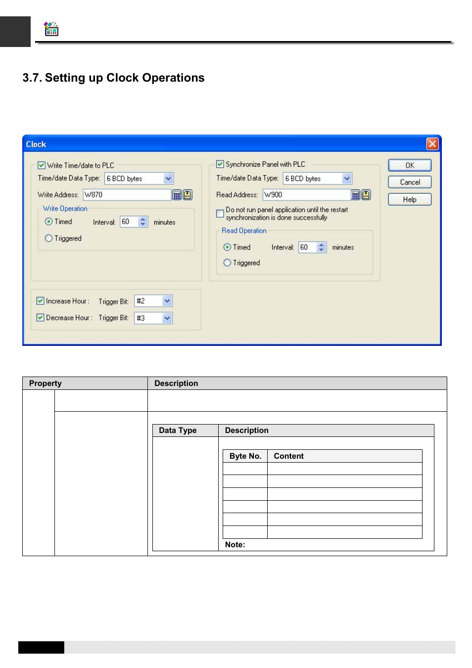 Setting up clock operations, Pm designer operation manual | B&B Electronics WOP-2121V-N4AE - Manual User Manual | Page 108 / 664