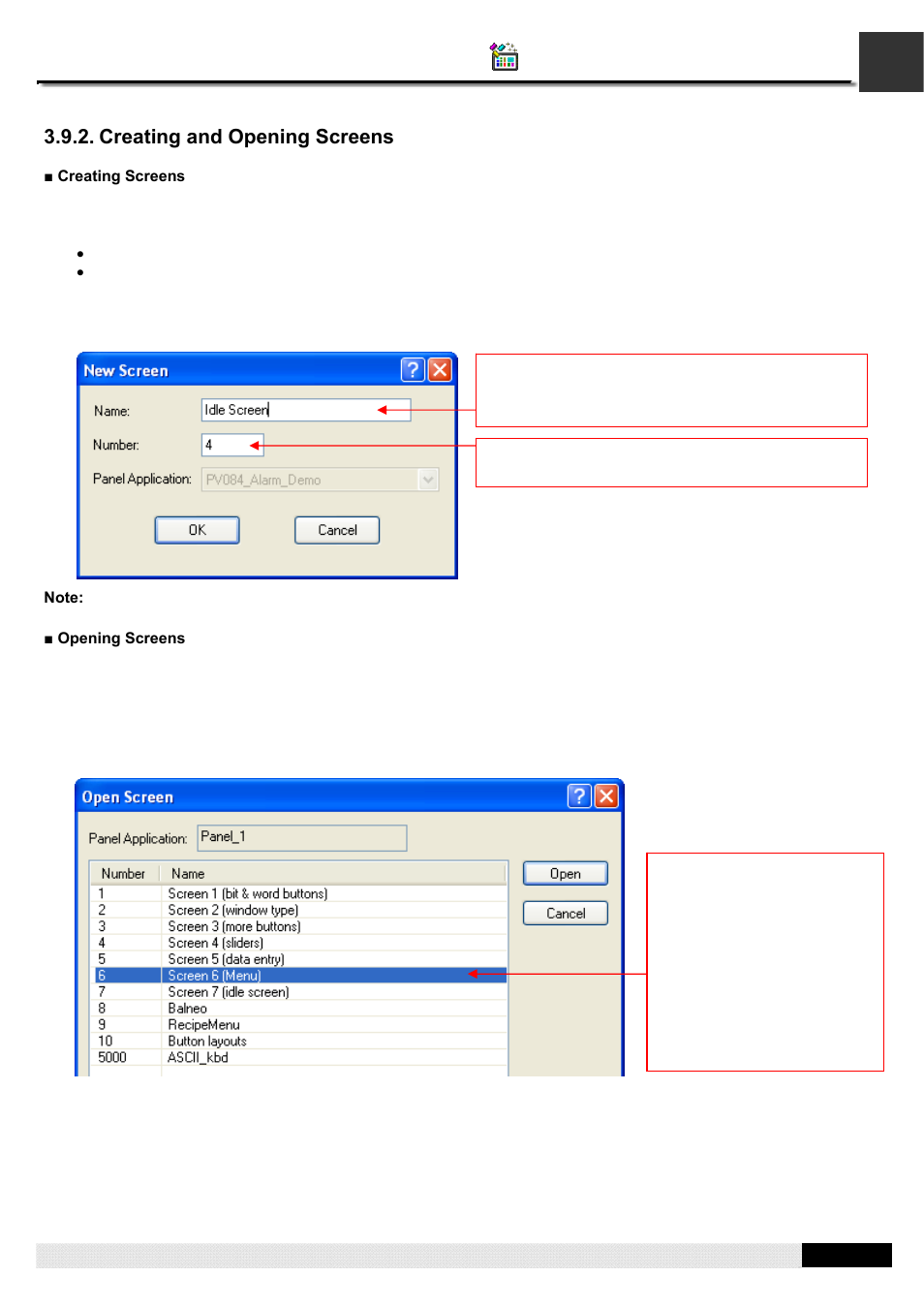 Creating and opening screens, Pm designer operation manual | B&B Electronics WOP-2121V-N4AE - Manual User Manual | Page 113 / 664