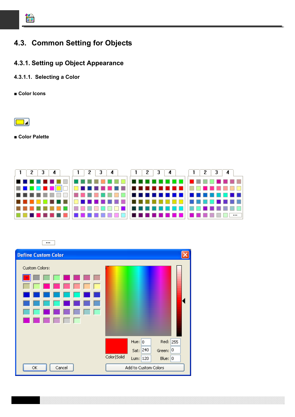 Common setting for objects, Pm designer operation manual | B&B Electronics WOP-2121V-N4AE - Manual User Manual | Page 159 / 664