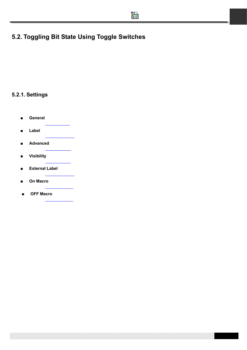 Toggling bit state using toggle switches, Pm designer operation manual | B&B Electronics WOP-2121V-N4AE - Manual User Manual | Page 186 / 664