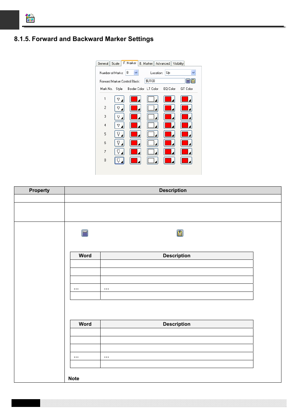 Forward and backward marker settings, Pm designer operation manual | B&B Electronics WOP-2121V-N4AE - Manual User Manual | Page 281 / 664