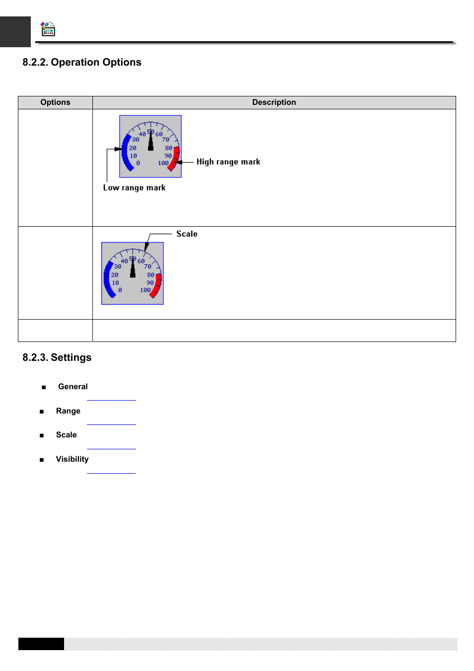 Operation options, Settings, Pm designer operation manual | B&B Electronics WOP-2121V-N4AE - Manual User Manual | Page 285 / 664