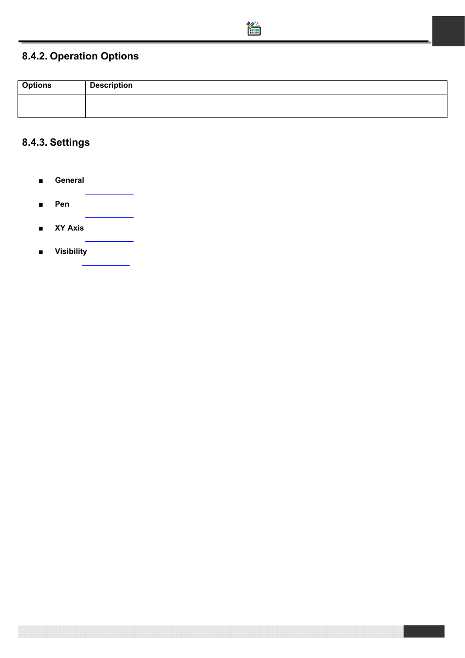 Operation options, Settings, Pm designer operation manual | B&B Electronics WOP-2121V-N4AE - Manual User Manual | Page 294 / 664