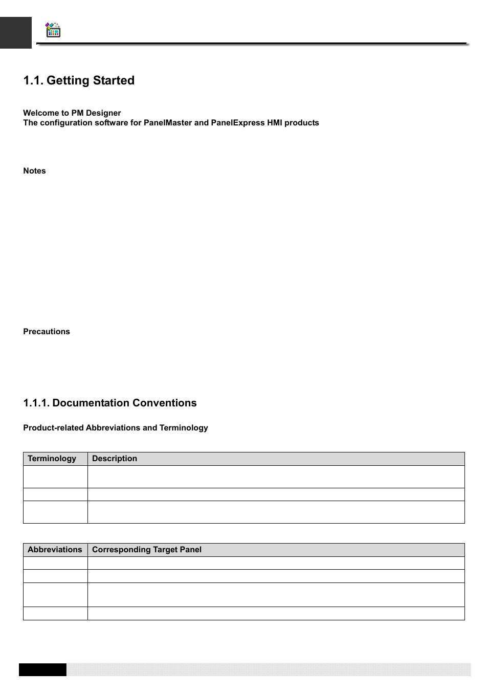 Getting started, Pm designer operation manual | B&B Electronics WOP-2121V-N4AE - Manual User Manual | Page 3 / 664