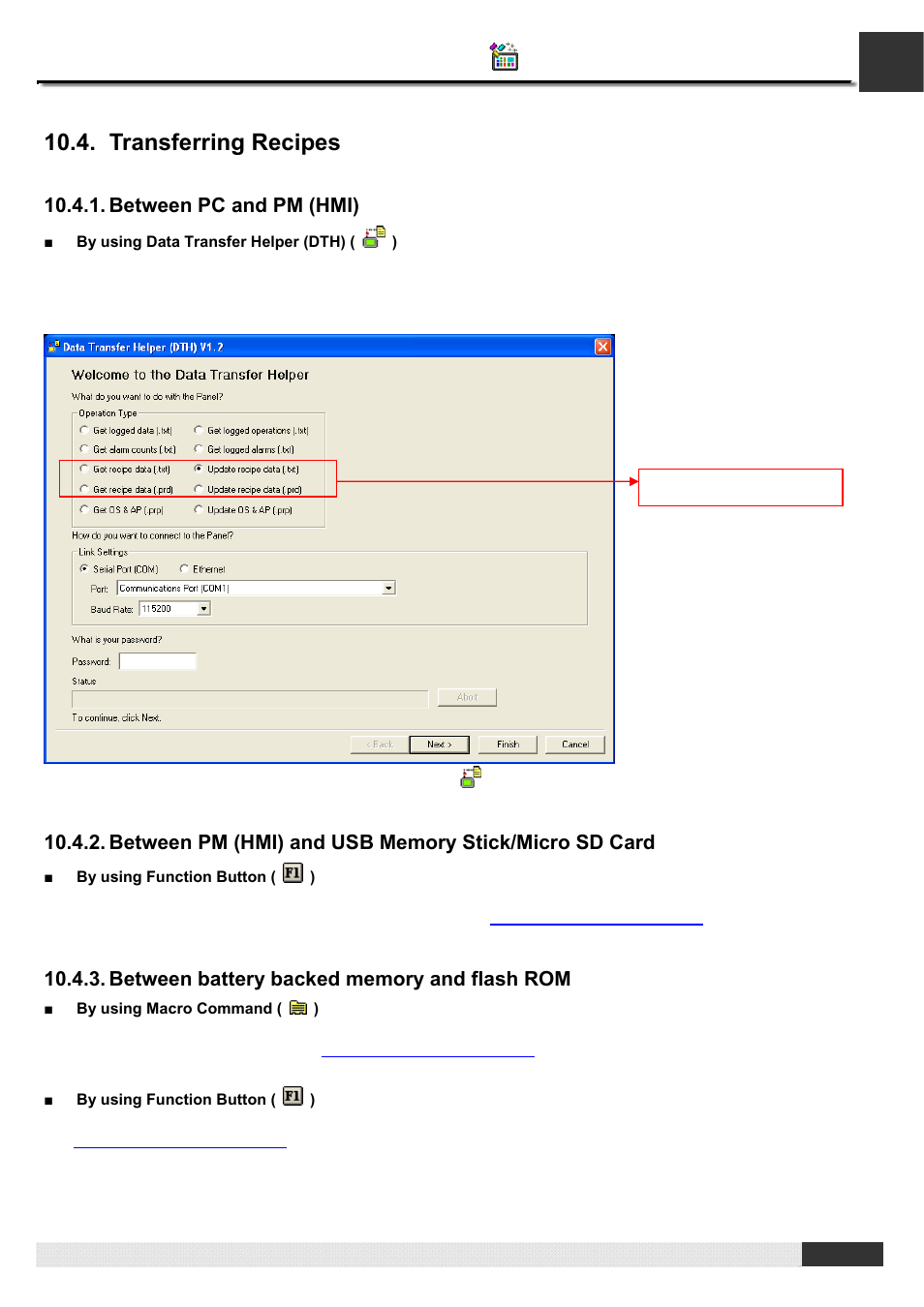 Transferring recipes, Pm designer operation manual | B&B Electronics WOP-2121V-N4AE - Manual User Manual | Page 339 / 664