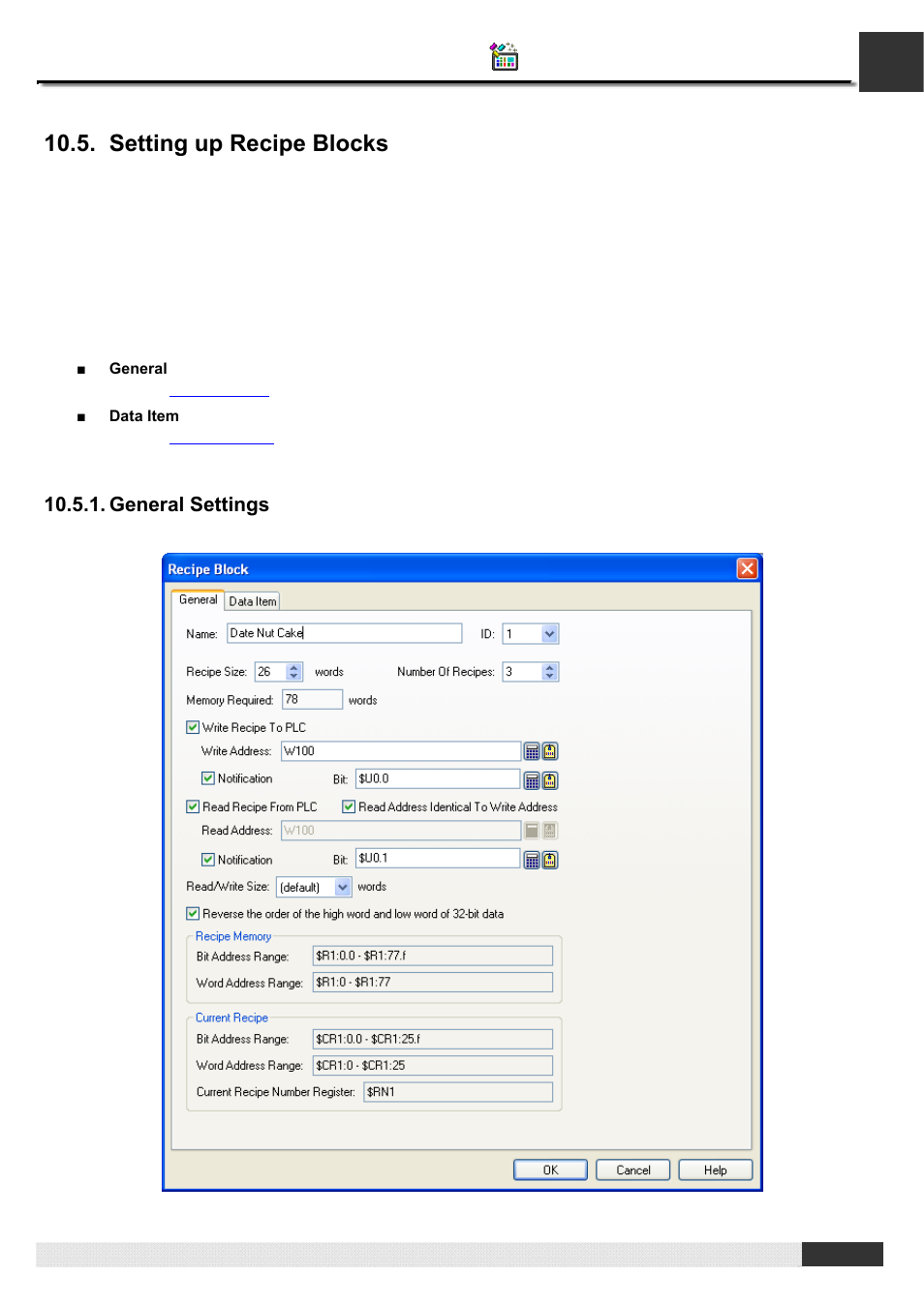 Setting up recipe blocks, Pm designer operation manual | B&B Electronics WOP-2121V-N4AE - Manual User Manual | Page 341 / 664