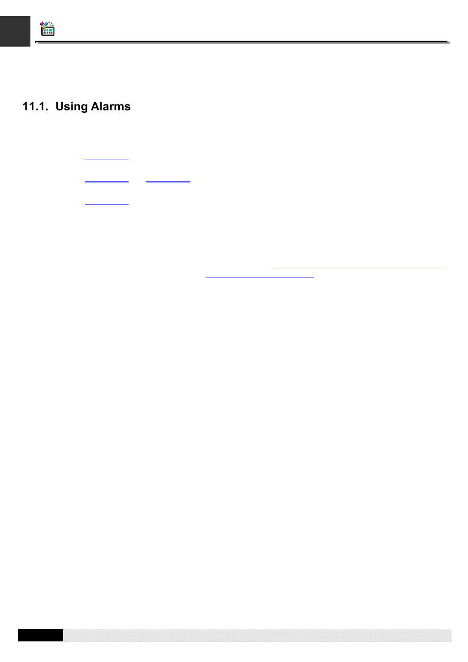 Using alarms, Pm designer operation manual | B&B Electronics WOP-2121V-N4AE - Manual User Manual | Page 354 / 664