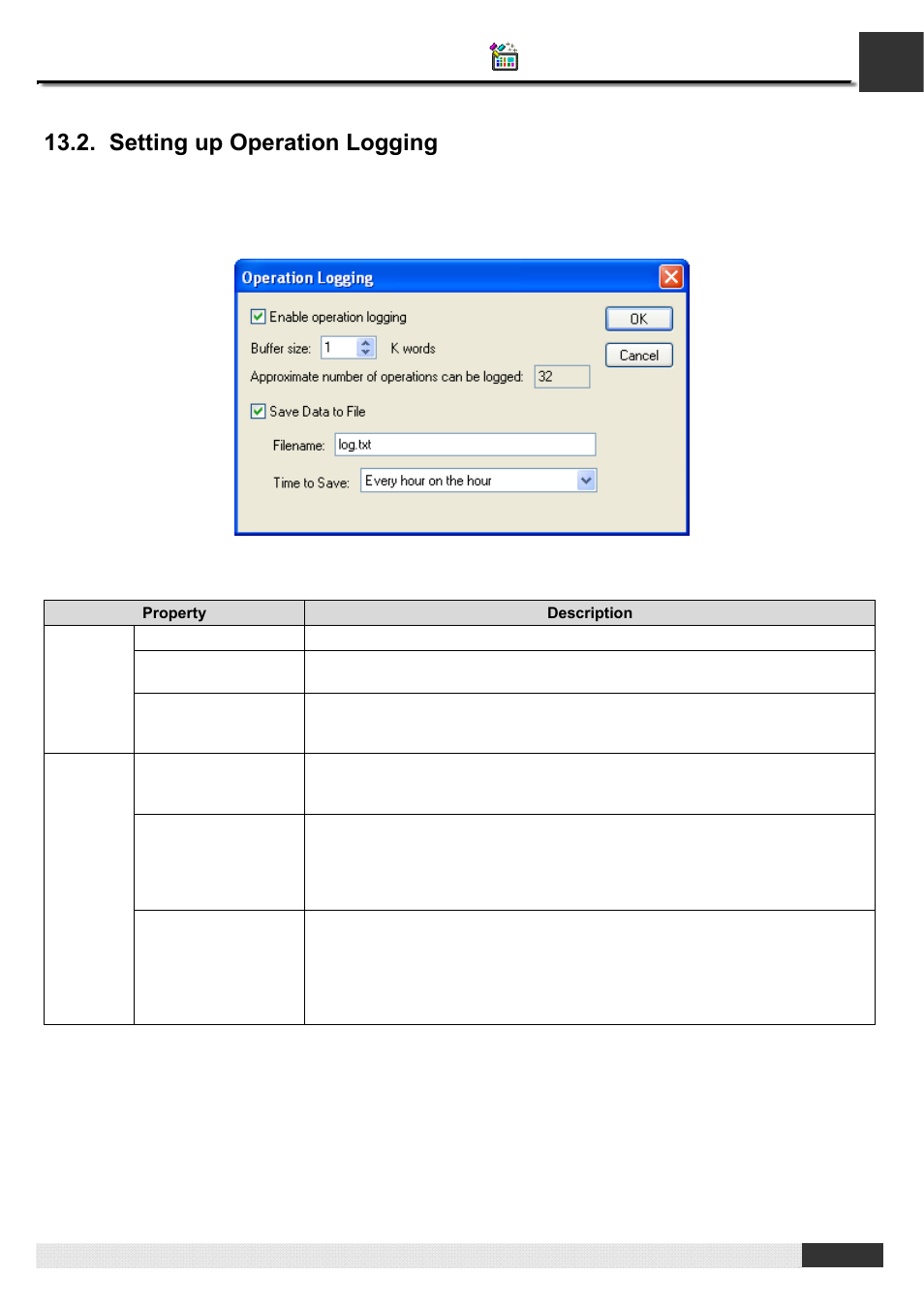 Setting up operation logging, Pm designer operation manual | B&B Electronics WOP-2121V-N4AE - Manual User Manual | Page 405 / 664