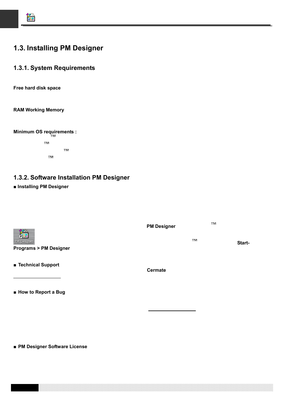 Installing pm designer, Pm designer operation manual | B&B Electronics WOP-2121V-N4AE - Manual User Manual | Page 5 / 664