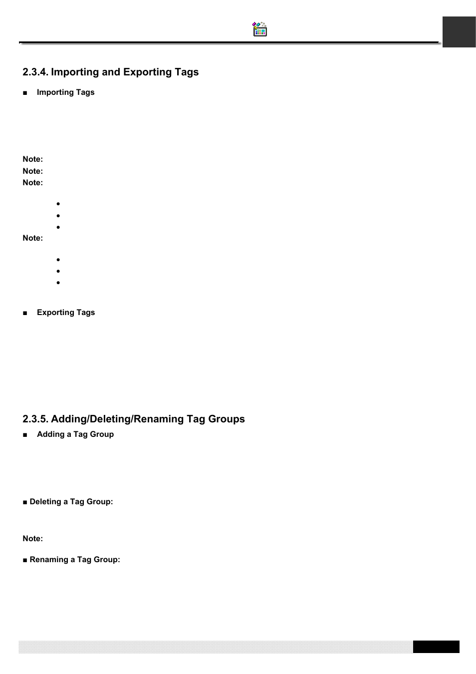 Pm designer operation manual, Importing and exporting tags, Adding/deleting/renaming tag groups | B&B Electronics WOP-2121V-N4AE - Manual User Manual | Page 59 / 664