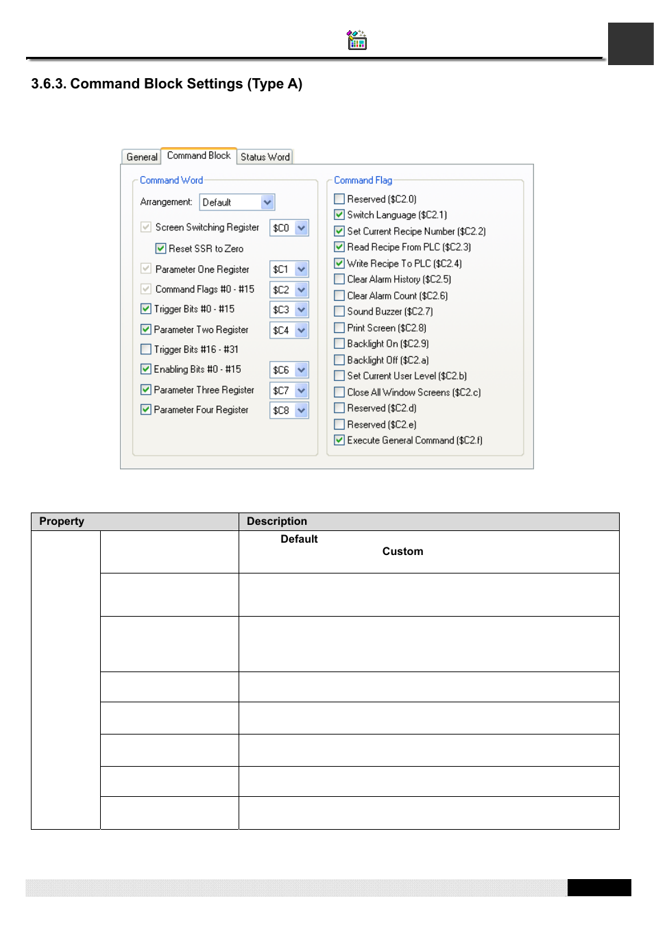 Command block settings (type a), Pm designer operation manual | B&B Electronics WOP-2121V-N4AE - Manual User Manual | Page 99 / 664