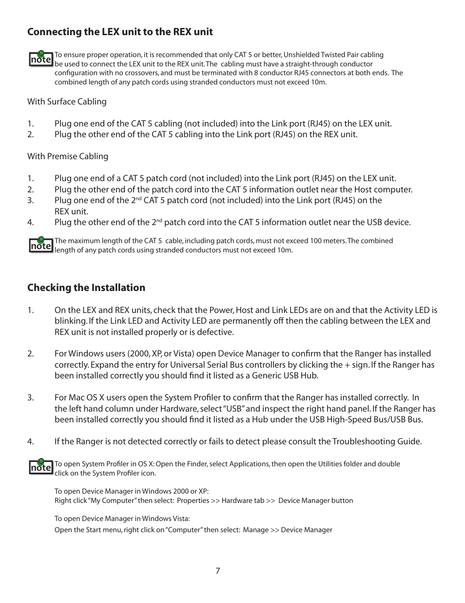 Connecting the lex unit to the rex unit, Checking the installation | B&B Electronics 00-00231--233 - Manual User Manual | Page 8 / 16