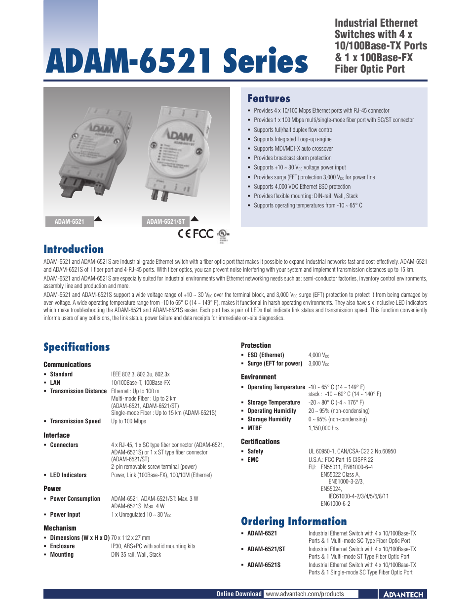 B&B Electronics ADAM-6521S - Datasheet User Manual | 1 page