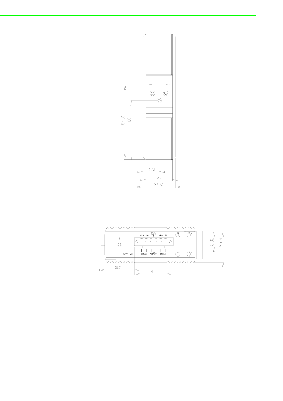 Figure 2.5 back view of eki-1221, Figure 2.6 top view of eki-1221 | B&B Electronics EKI-1222 - Manual User Manual | Page 20 / 62