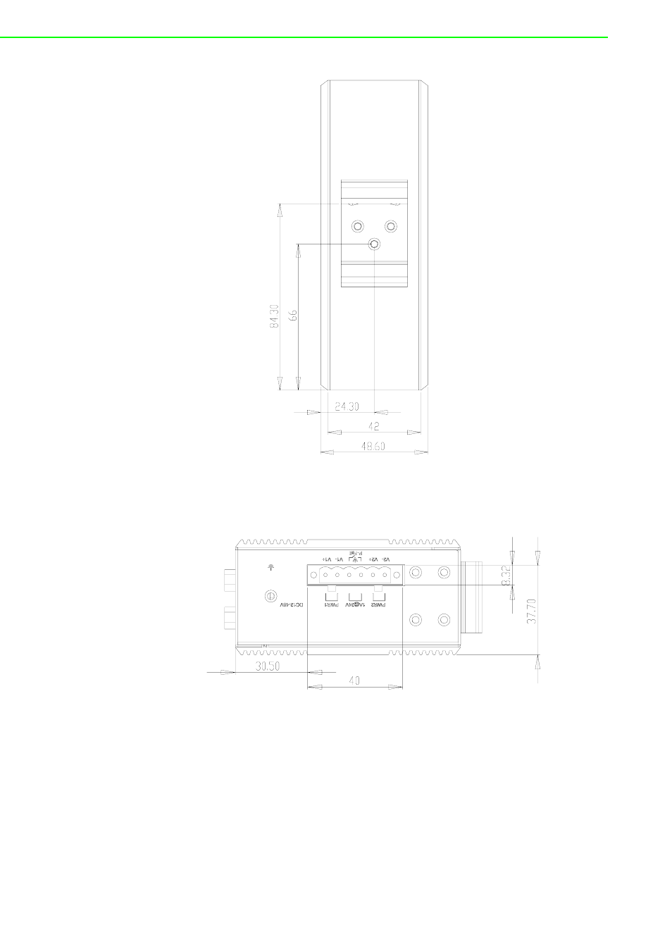 Figure 2.13 back view of eki-1224, Figure 2.14 top view of eki-1224 | B&B Electronics EKI-1222 - Manual User Manual | Page 24 / 62