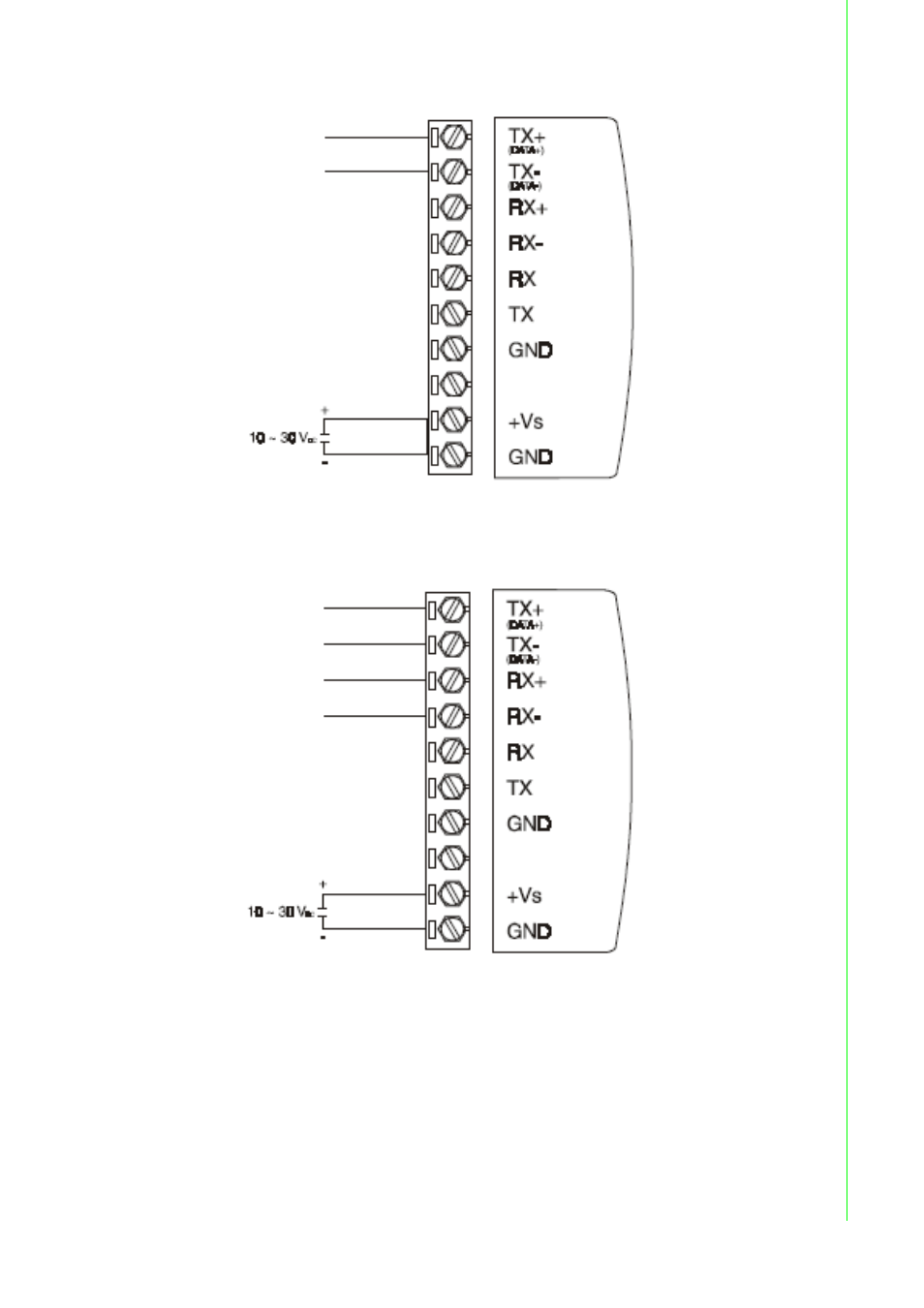 Figure 2.37 wiring rs-485 connection, Figure 2.38 wiring rs-422 connection, Chapter 2 g etting started | B&B Electronics EKI-1222 - Manual User Manual | Page 37 / 62