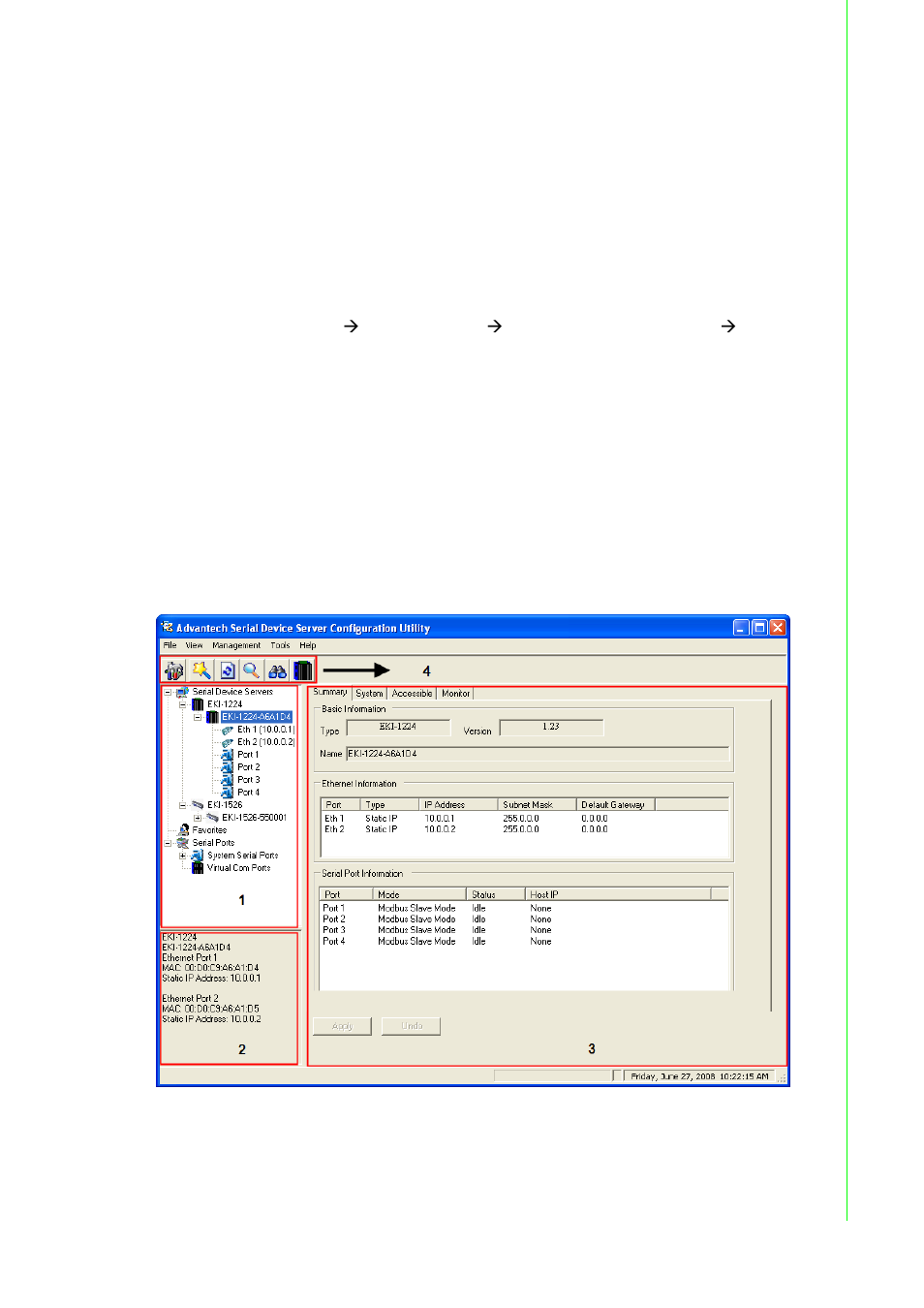 2 starting the configuration utility, Starting the configuration utility, Chapter 3 c onfiguration | B&B Electronics EKI-1222 - Manual User Manual | Page 43 / 62
