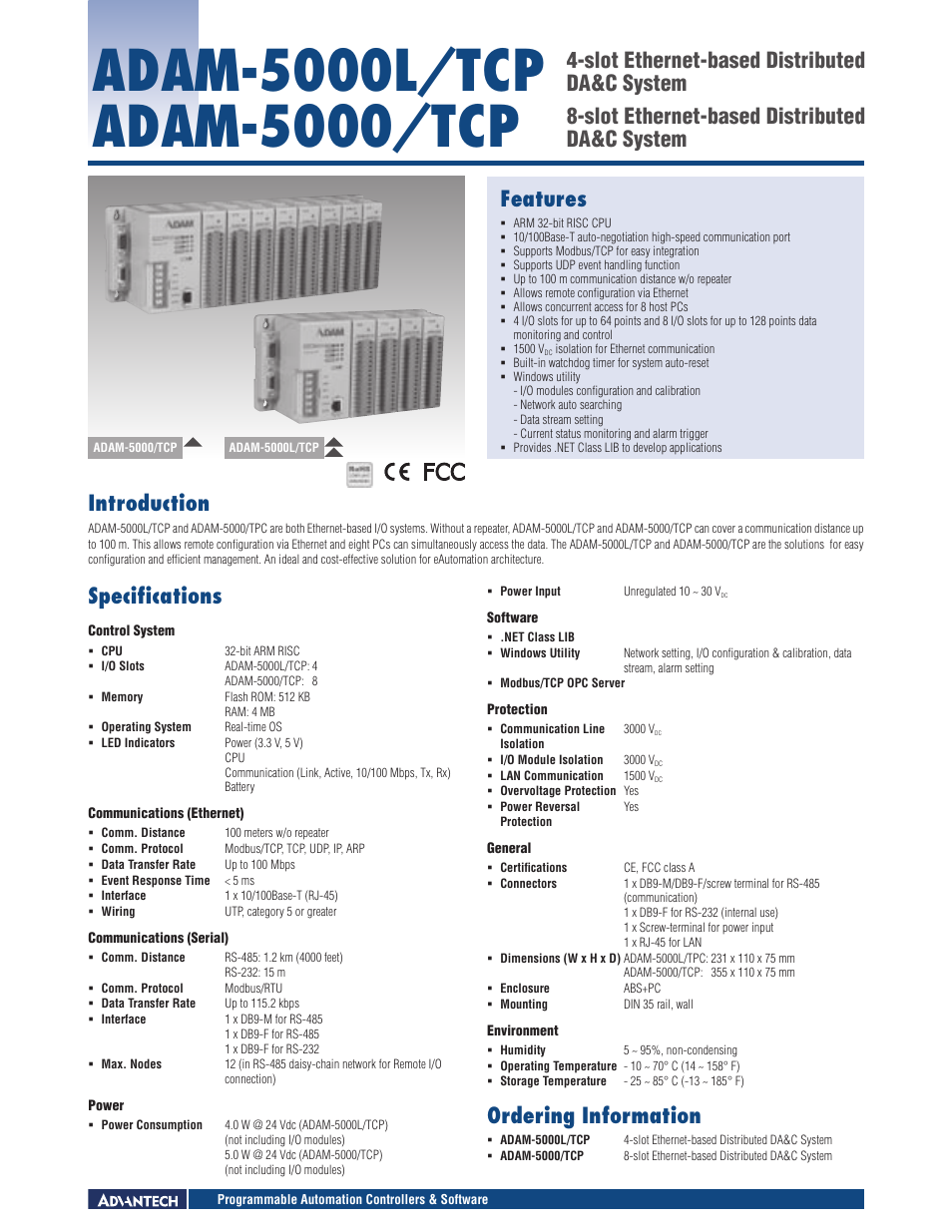 B&B Electronics ADAM-5000_TCP - Datasheet User Manual | 2 pages