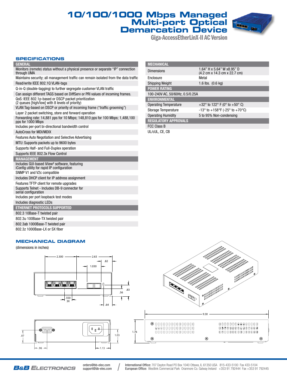 Giga-accessetherlinx-ii ac version | B&B Electronics 852-10302--19 - Datasheet User Manual | Page 2 / 2