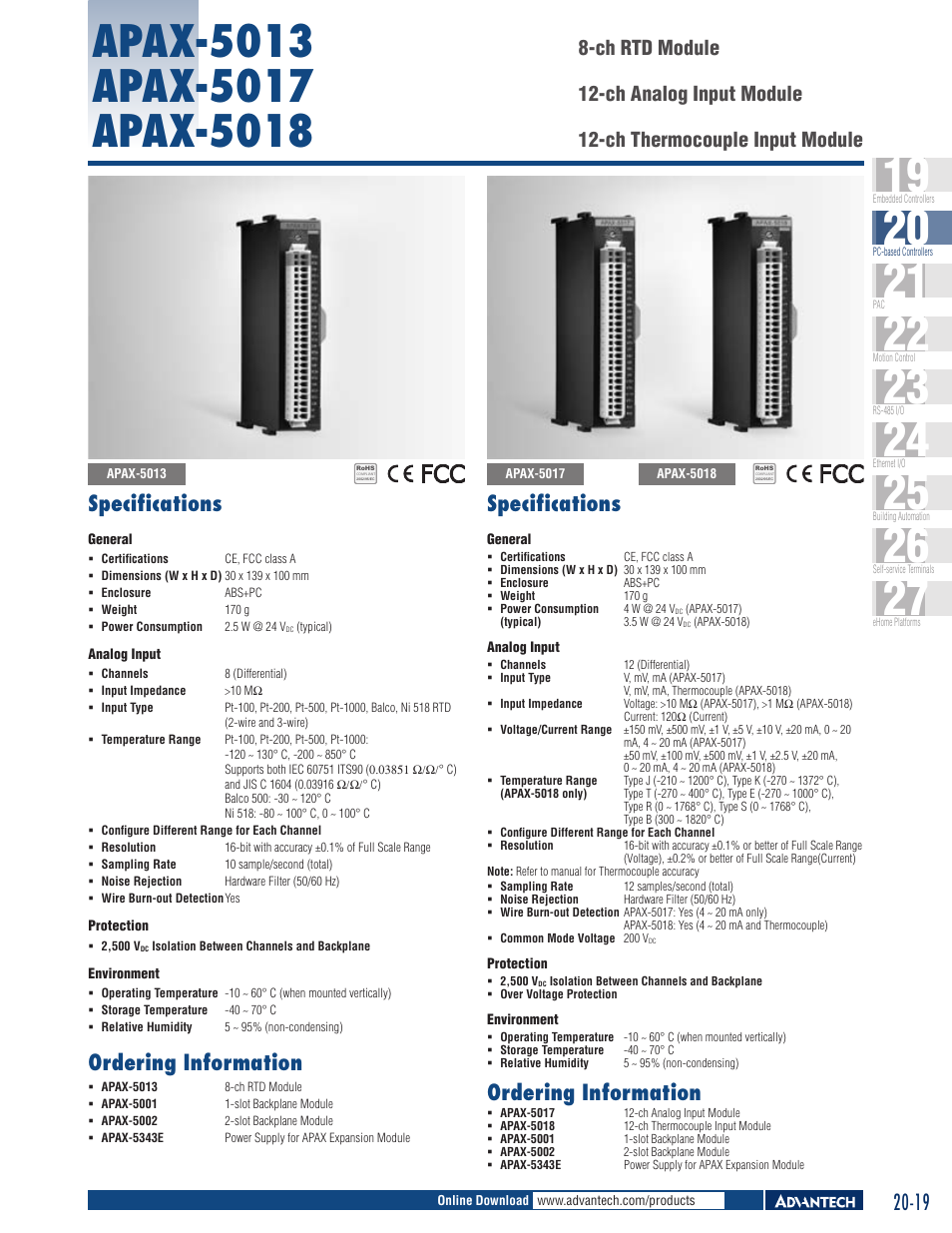 Advantech APAX-5013 - Datasheet User Manual | 1 page