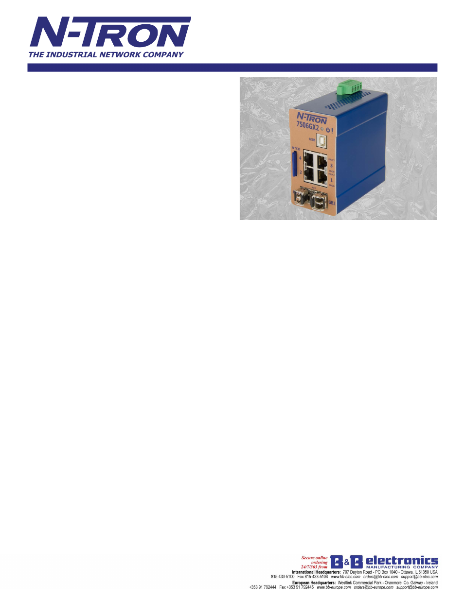B&B Electronics 7506GX2-SX - Datasheet User Manual | 3 pages