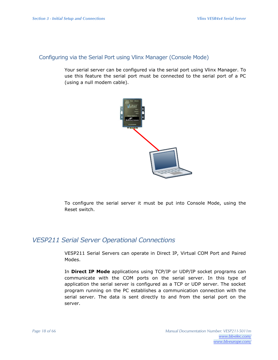 Vesp211 serial server operational connections | B&B Electronics VESP211 Series - Manual User Manual | Page 18 / 66