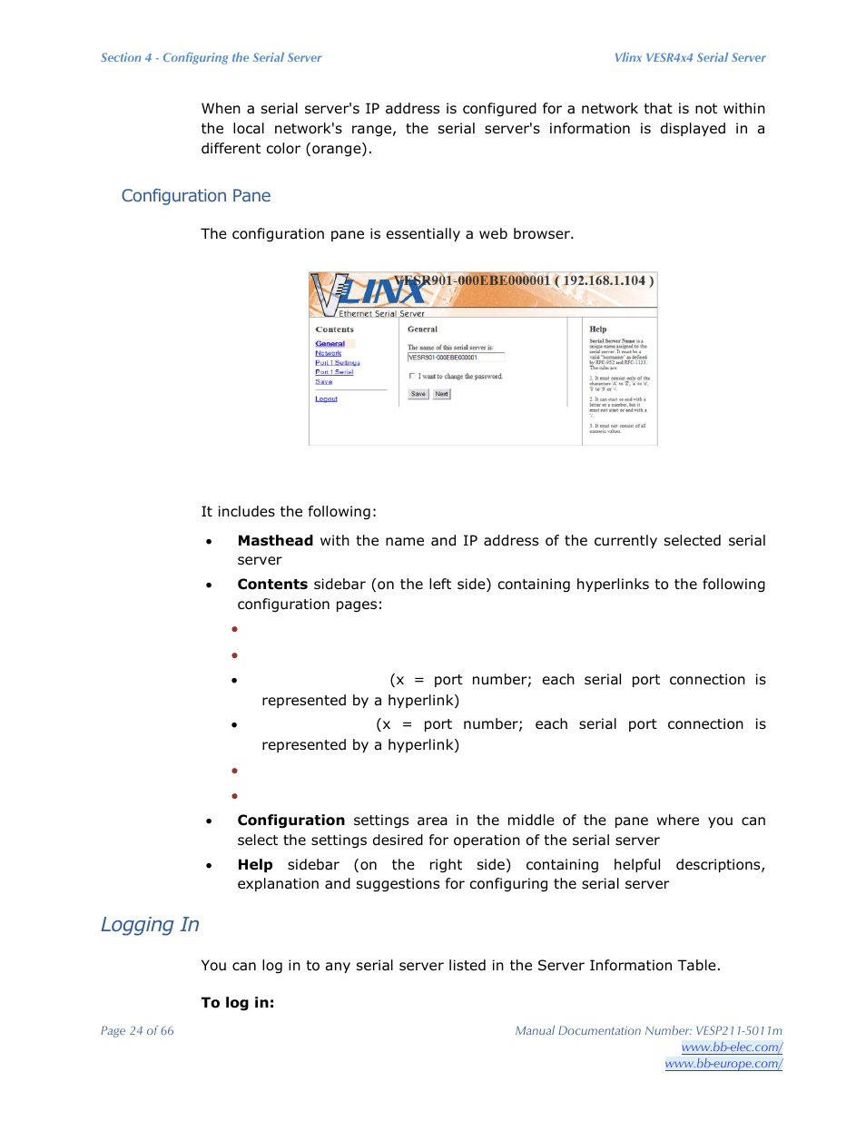 Logging in | B&B Electronics VESP211 Series - Manual User Manual | Page 24 / 66