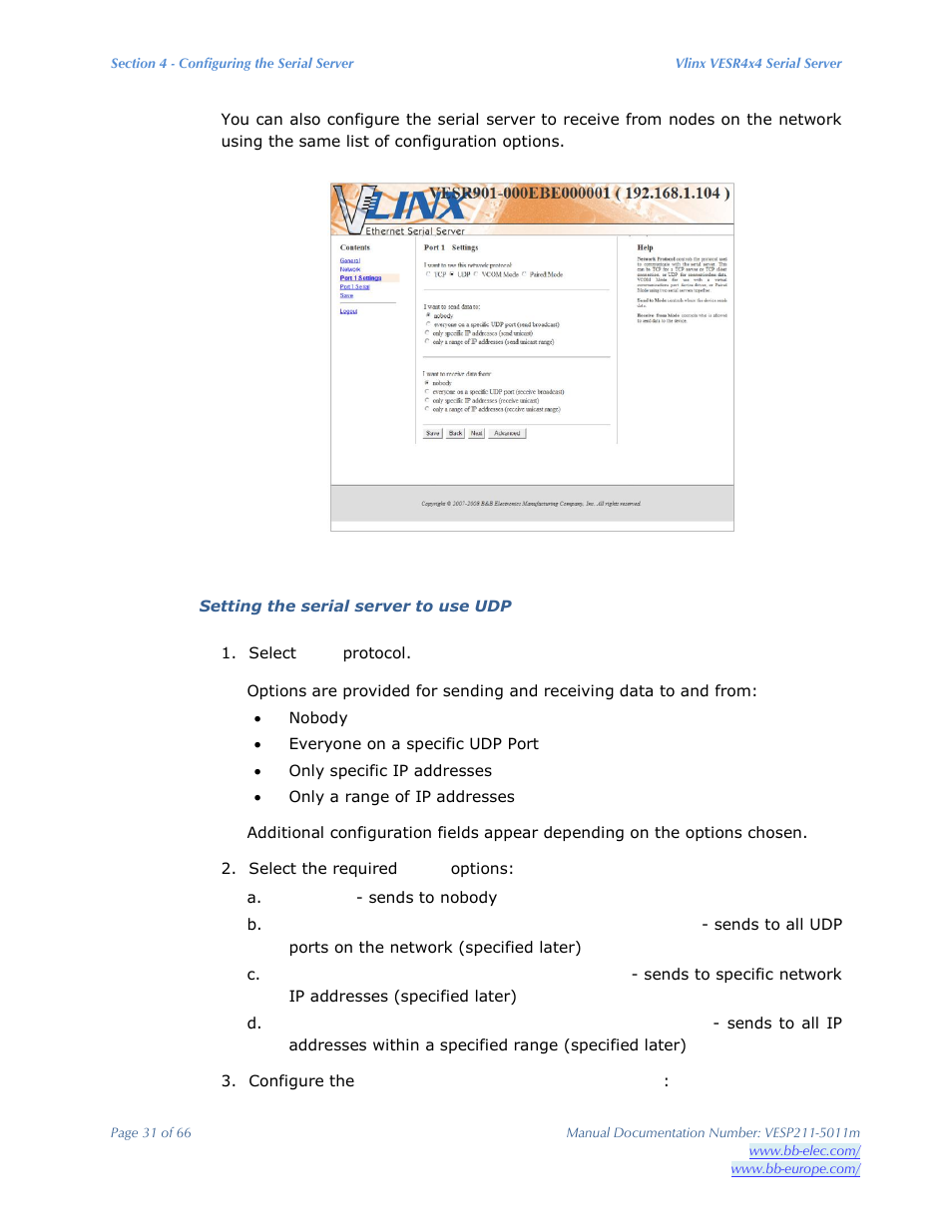 B&B Electronics VESP211 Series - Manual User Manual | Page 31 / 66