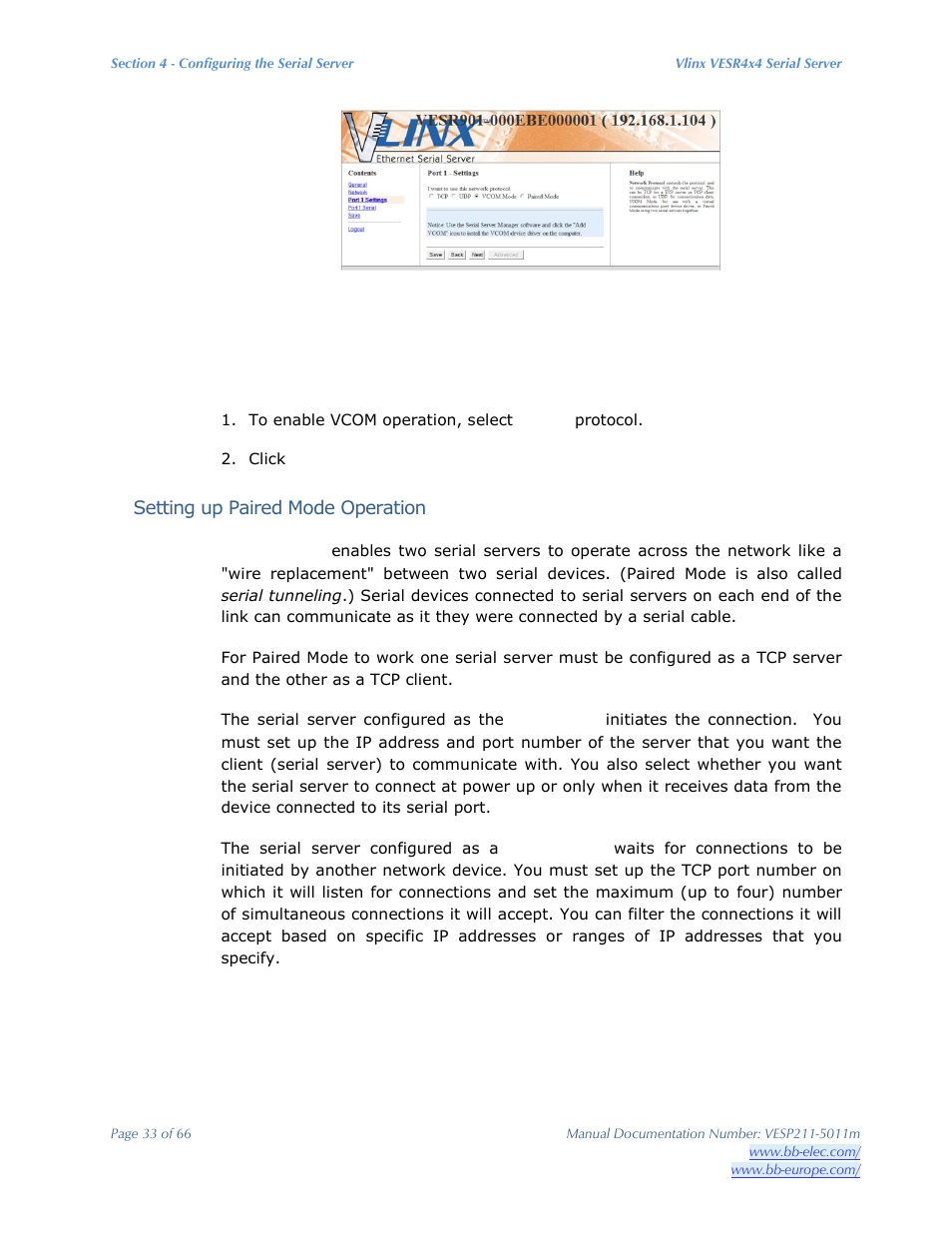 B&B Electronics VESP211 Series - Manual User Manual | Page 33 / 66