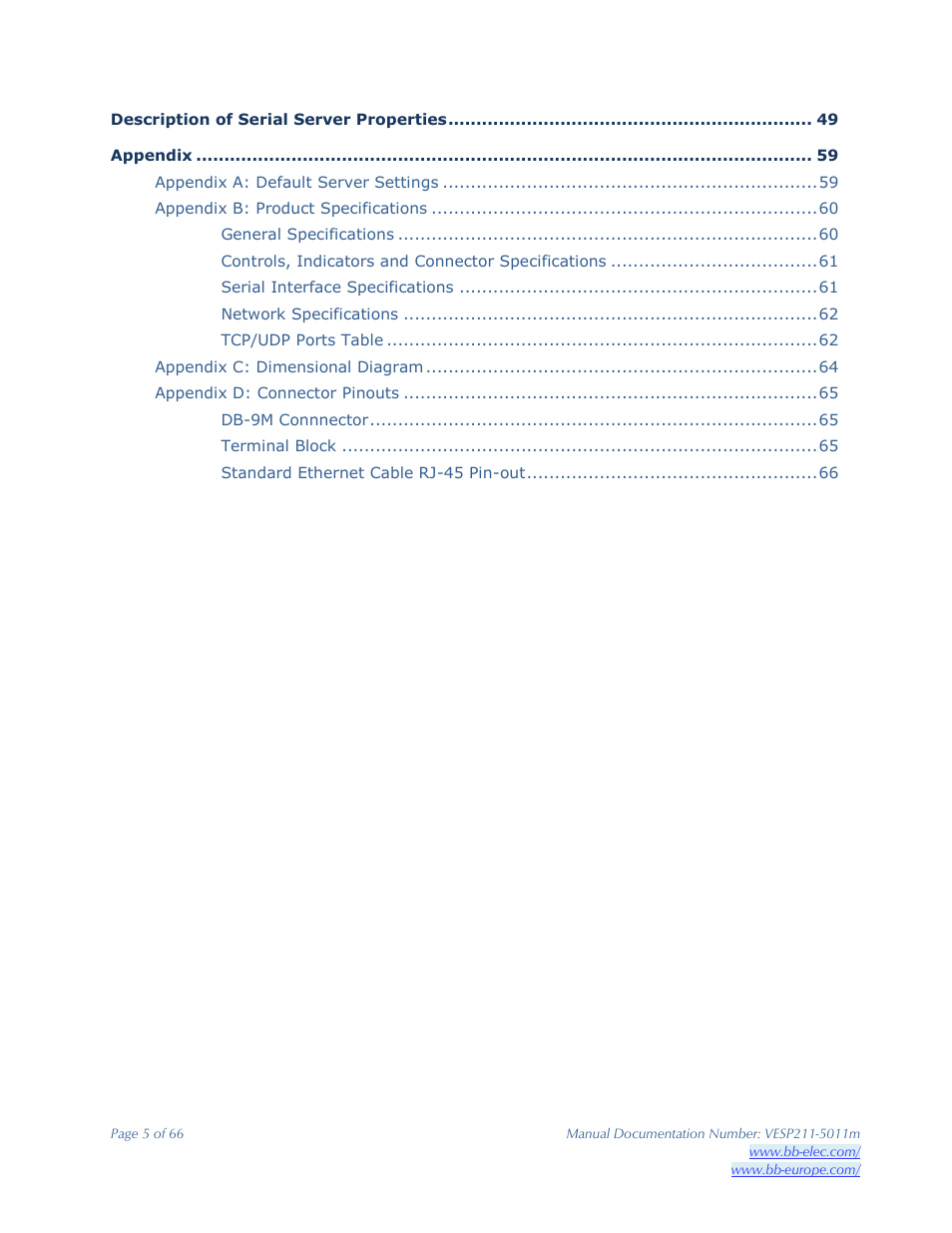 B&B Electronics VESP211 Series - Manual User Manual | Page 5 / 66