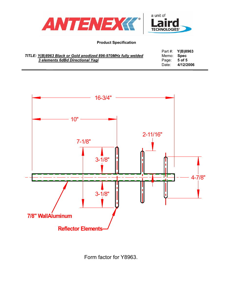 Form factor for y8963 | Antenex YS8963 User Manual | Page 5 / 5