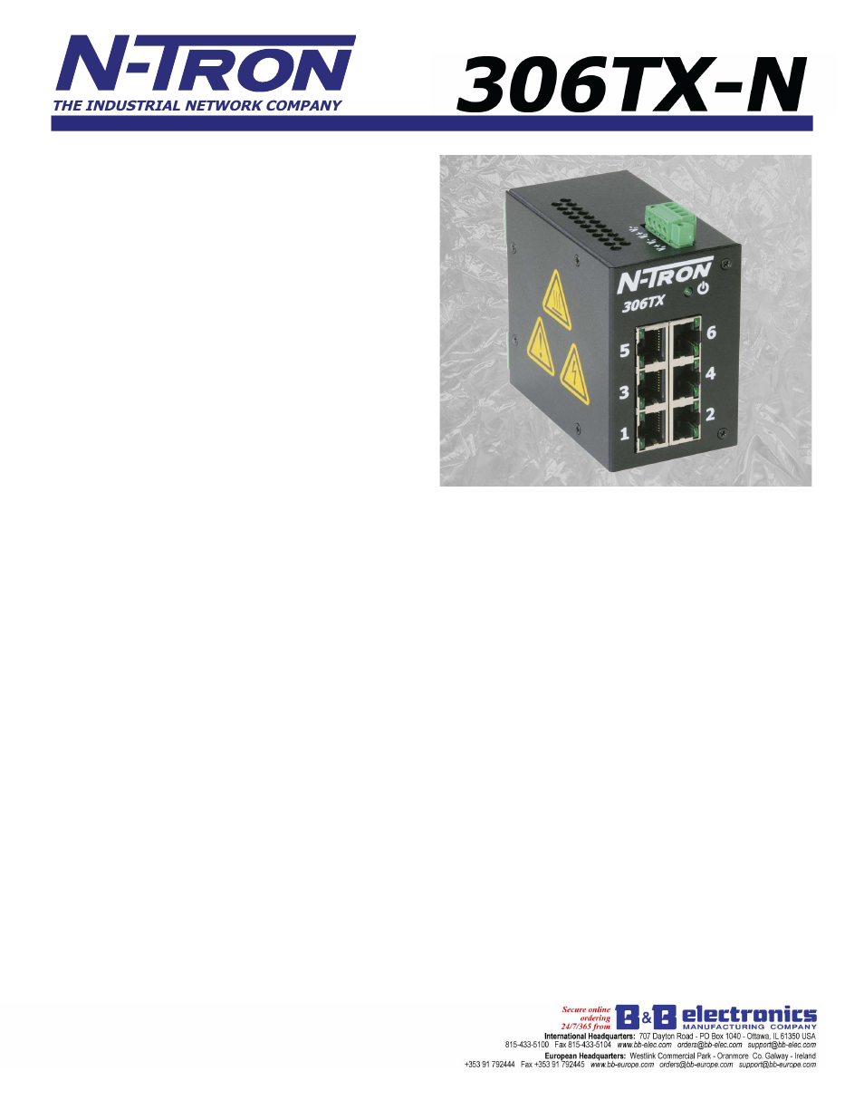 B&B Electronics 306TX - Datasheet User Manual | 3 pages