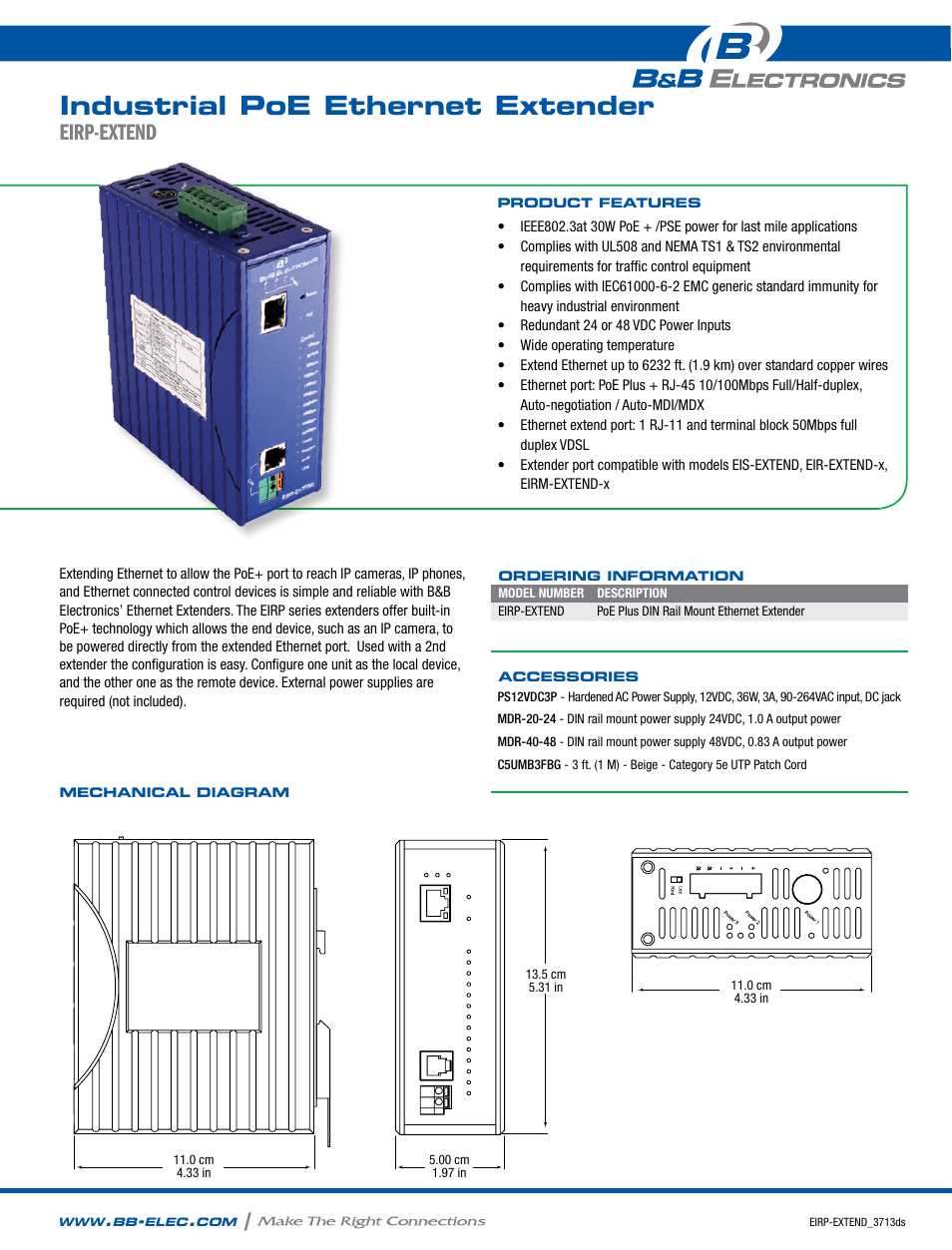 B&B Electronics EIRP-EXTEND - Datasheet User Manual | 2 pages