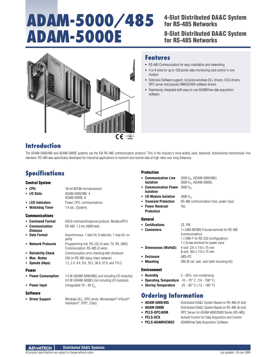 B&B Electronics ADAM-5000E - Datasheet User Manual | 2 pages