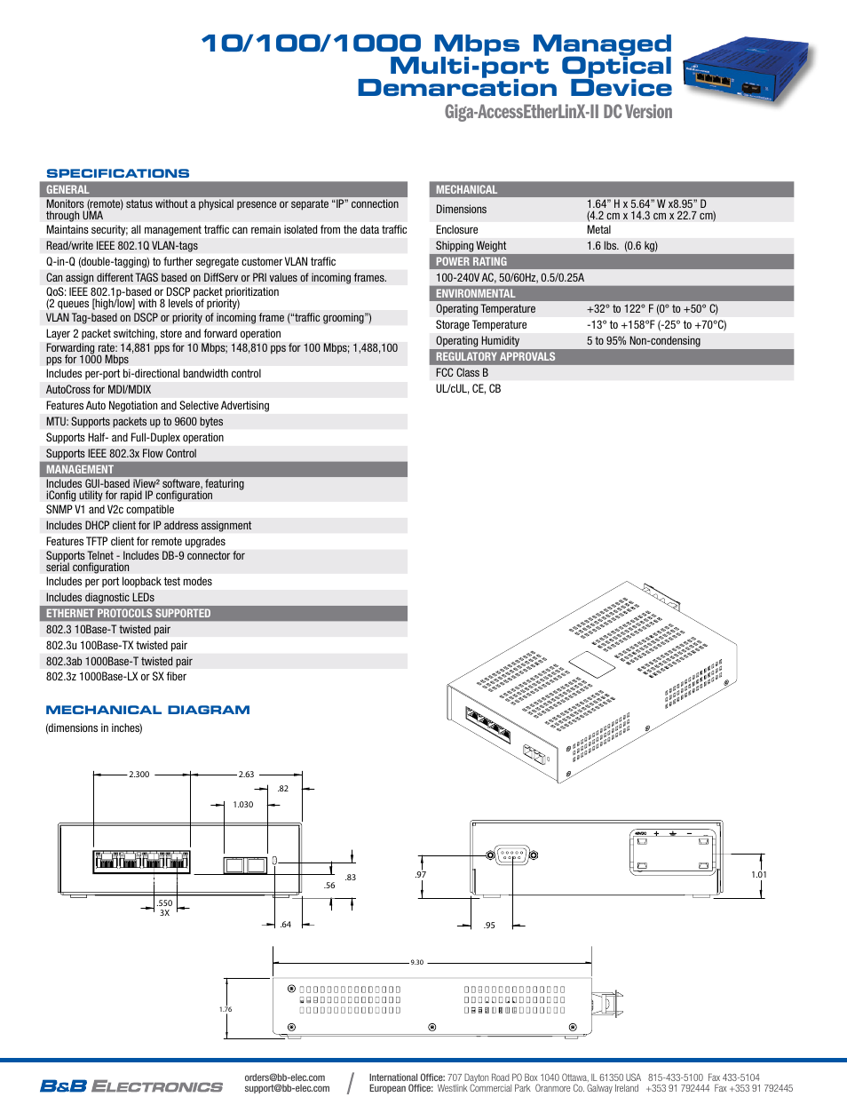Giga-accessetherlinx-ii dc version | B&B Electronics 852-32302--19 - Datasheet User Manual | Page 2 / 2